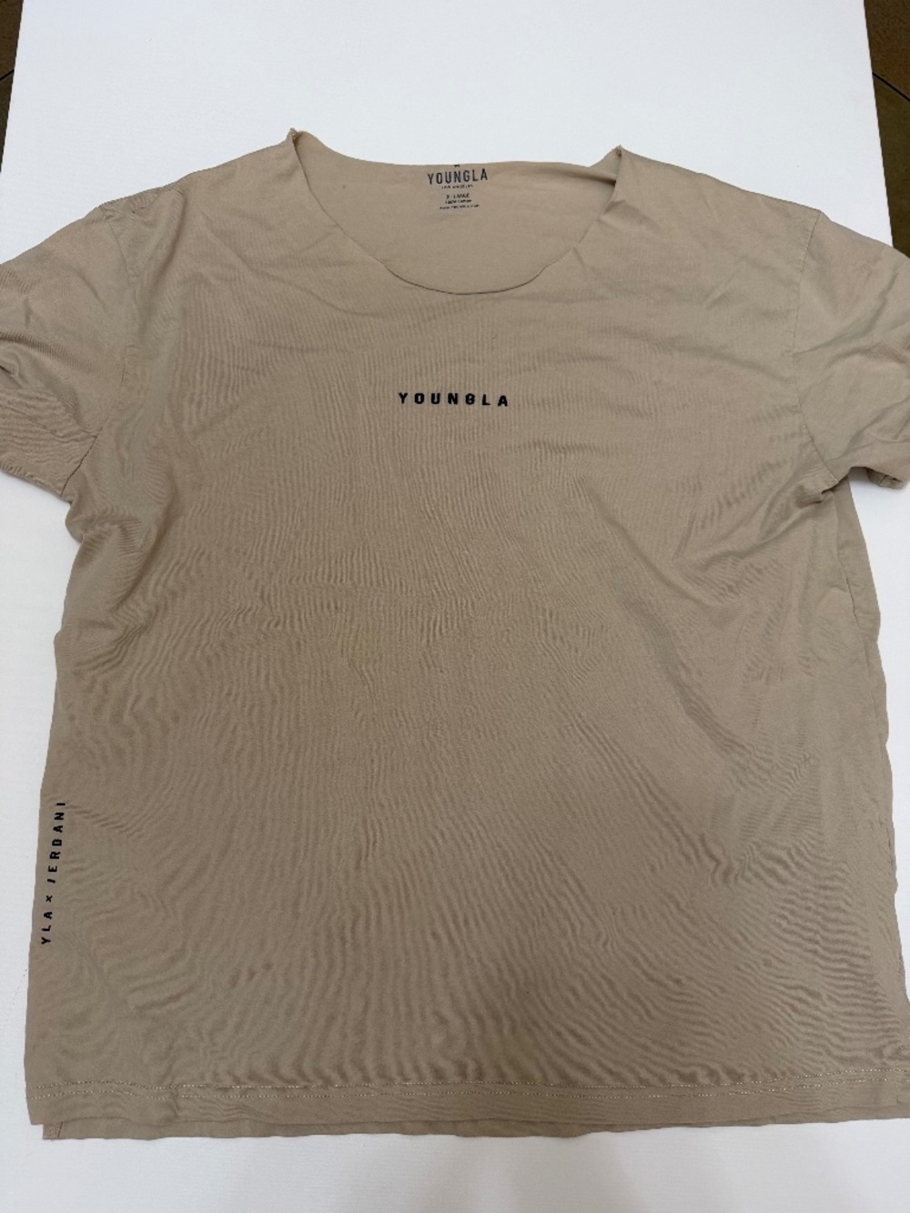 YoungLA x Jerdani Tan Raw Neck T-Shirt Men’s XL Gym Streetwear